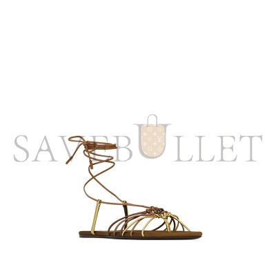 YSL BABYLONE SANDALS IN SMOOTH AND METALLIC LEATHER 825740AAETH2563
